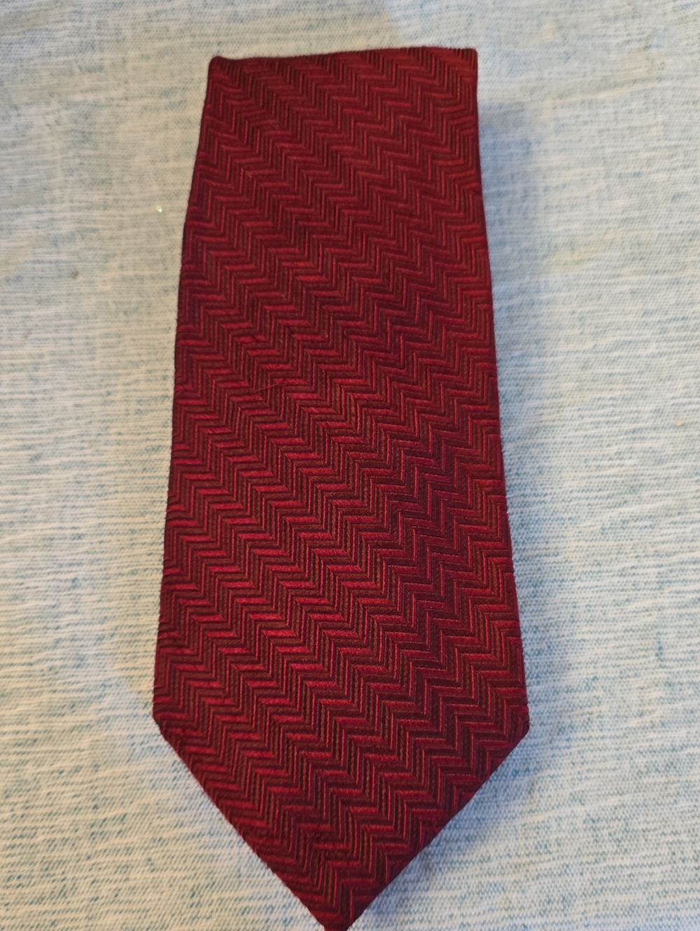 Barneys New York Deep Burgundy Chevron Silk Tie